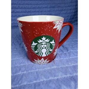 Starbucks 2020 Holiday Snowflake Red Ceramic Coffee Mug 18oz Christmas Cup
